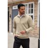 imageCOOFANDY Mens Quarter Zip Up Sweaters Slim Fit Casual Long Sleeve Knitted Mock Neck Pullover SweatersKhaki