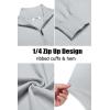 imageCOOFANDY Mens Quarter Zip Up Sweaters Slim Fit Casual Long Sleeve Knitted Mock Neck Pullover SweatersLight Grey
