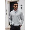 imageCOOFANDY Mens Quarter Zip Up Sweaters Slim Fit Casual Long Sleeve Knitted Mock Neck Pullover SweatersLight Grey