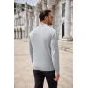 imageCOOFANDY Mens Quarter Zip Up Sweaters Slim Fit Casual Long Sleeve Knitted Mock Neck Pullover SweatersLight Grey
