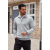 imageCOOFANDY Mens Quarter Zip Up Sweaters Slim Fit Casual Long Sleeve Knitted Mock Neck Pullover SweatersLight Grey