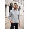 imageCOOFANDY Mens Quarter Zip Up Sweaters Slim Fit Casual Long Sleeve Knitted Mock Neck Pullover SweatersLight Grey