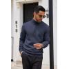imageCOOFANDY Mens Quarter Zip Up Sweaters Slim Fit Casual Long Sleeve Knitted Mock Neck Pullover SweatersNavy Blue