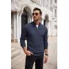 imageCOOFANDY Mens Quarter Zip Up Sweaters Slim Fit Casual Long Sleeve Knitted Mock Neck Pullover SweatersNavy Blue