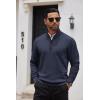 imageCOOFANDY Mens Quarter Zip Up Sweaters Slim Fit Casual Long Sleeve Knitted Mock Neck Pullover SweatersNavy Blue