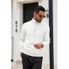 imageCOOFANDY Mens Quarter Zip Up Sweaters Slim Fit Casual Long Sleeve Knitted Mock Neck Pullover SweatersWhite