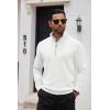 imageCOOFANDY Mens Quarter Zip Up Sweaters Slim Fit Casual Long Sleeve Knitted Mock Neck Pullover SweatersWhite