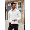 imageCOOFANDY Mens Quarter Zip Up Sweaters Slim Fit Casual Long Sleeve Knitted Mock Neck Pullover SweatersWhite