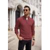 imageCOOFANDY Mens Quarter Zip Up Sweaters Slim Fit Casual Long Sleeve Knitted Mock Neck Pullover SweatersWine Red