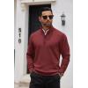imageCOOFANDY Mens Quarter Zip Up Sweaters Slim Fit Casual Long Sleeve Knitted Mock Neck Pullover SweatersWine Red