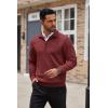 imageCOOFANDY Mens Quarter Zip Up Sweaters Slim Fit Casual Long Sleeve Knitted Mock Neck Pullover SweatersWine Red