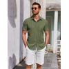 imageCOOFANDY Mens Short Sleeve Button Down Shirts Summer Untucked Casual Dress Shirts with PocketArmy Green