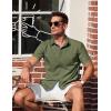 imageCOOFANDY Mens Short Sleeve Button Down Shirts Summer Untucked Casual Dress Shirts with PocketArmy Green