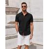 imageCOOFANDY Mens Short Sleeve Button Down Shirts Summer Untucked Casual Dress Shirts with PocketBlack