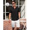 imageCOOFANDY Mens Short Sleeve Button Down Shirts Summer Untucked Casual Dress Shirts with PocketBlack