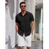 imageCOOFANDY Mens Short Sleeve Button Down Shirts Summer Untucked Casual Dress Shirts with PocketBlack