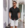 imageCOOFANDY Mens Short Sleeve Button Down Shirts Summer Untucked Casual Dress Shirts with PocketBlackred