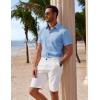 imageCOOFANDY Mens Short Sleeve Button Down Shirts Summer Untucked Casual Dress Shirts with PocketClear Blue