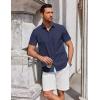 imageCOOFANDY Mens Short Sleeve Button Down Shirts Summer Untucked Casual Dress Shirts with PocketDeep Blue
