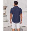 imageCOOFANDY Mens Short Sleeve Button Down Shirts Summer Untucked Casual Dress Shirts with PocketDeep Blue