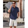 imageCOOFANDY Mens Short Sleeve Button Down Shirts Summer Untucked Casual Dress Shirts with PocketDeep Blue