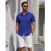 imageCOOFANDY Mens Short Sleeve Button Down Shirts Summer Untucked Casual Dress Shirts with PocketDenim Blue