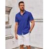 imageCOOFANDY Mens Short Sleeve Button Down Shirts Summer Untucked Casual Dress Shirts with PocketDenim Blue