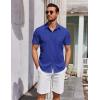imageCOOFANDY Mens Short Sleeve Button Down Shirts Summer Untucked Casual Dress Shirts with PocketDenim Blue