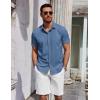 imageCOOFANDY Mens Short Sleeve Button Down Shirts Summer Untucked Casual Dress Shirts with PocketGrey Blue