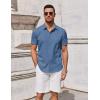 imageCOOFANDY Mens Short Sleeve Button Down Shirts Summer Untucked Casual Dress Shirts with PocketGrey Blue