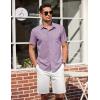 imageCOOFANDY Mens Short Sleeve Button Down Shirts Summer Untucked Casual Dress Shirts with PocketLavender
