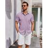 imageCOOFANDY Mens Short Sleeve Button Down Shirts Summer Untucked Casual Dress Shirts with PocketLavender