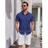 imageCOOFANDY Mens Short Sleeve Button Down Shirts Summer Untucked Casual Dress Shirts with PocketNavy Blue