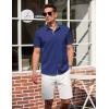 imageCOOFANDY Mens Short Sleeve Button Down Shirts Summer Untucked Casual Dress Shirts with PocketNavy Blue