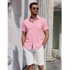 imageCOOFANDY Mens Short Sleeve Button Down Shirts Summer Untucked Casual Dress Shirts with PocketPink