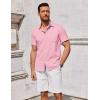 imageCOOFANDY Mens Short Sleeve Button Down Shirts Summer Untucked Casual Dress Shirts with PocketPink