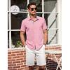imageCOOFANDY Mens Short Sleeve Button Down Shirts Summer Untucked Casual Dress Shirts with PocketPink