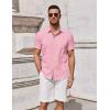 imageCOOFANDY Mens Short Sleeve Button Down Shirts Summer Untucked Casual Dress Shirts with PocketPink