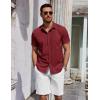 imageCOOFANDY Mens Short Sleeve Button Down Shirts Summer Untucked Casual Dress Shirts with PocketWine Red