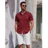 imageCOOFANDY Mens Short Sleeve Button Down Shirts Summer Untucked Casual Dress Shirts with PocketWine Red