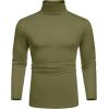 imageCOOFANDY Mens Slim Fit Basic Turtleneck TShirt Long Sleeve Solid T Shirts Casual Knit Pullover Thermal Tops1 Pack Army Green