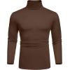 imageCOOFANDY Mens Slim Fit Basic Turtleneck TShirt Long Sleeve Solid T Shirts Casual Knit Pullover Thermal Tops1 Pack Brown