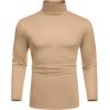 imageCOOFANDY Mens Slim Fit Basic Turtleneck TShirt Long Sleeve Solid T Shirts Casual Knit Pullover Thermal Tops1 Pack Khaki