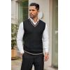 imageCOOFANDY Mens Sweater Vest V Neck Casual Sleeveless Pullover Striped Cable Knit Sweater VestBeige  Brown Stripe