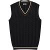 imageCOOFANDY Mens Sweater Vest V Neck Casual Sleeveless Pullover Striped Cable Knit Sweater VestBeige  Brown Stripe