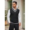 imageCOOFANDY Mens Sweater Vest V Neck Casual Sleeveless Pullover Striped Cable Knit Sweater VestBlack