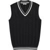 imageCOOFANDY Mens Sweater Vest V Neck Casual Sleeveless Pullover Striped Cable Knit Sweater VestBlack