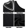 imageCOOFANDY Mens Sweater Vest V Neck Casual Sleeveless Pullover Striped Cable Knit Sweater VestBlack