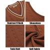 imageCOOFANDY Mens Sweater Vest V Neck Casual Sleeveless Pullover Striped Cable Knit Sweater VestCaramel
