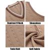imageCOOFANDY Mens Sweater Vest V Neck Casual Sleeveless Pullover Striped Cable Knit Sweater VestKhaki